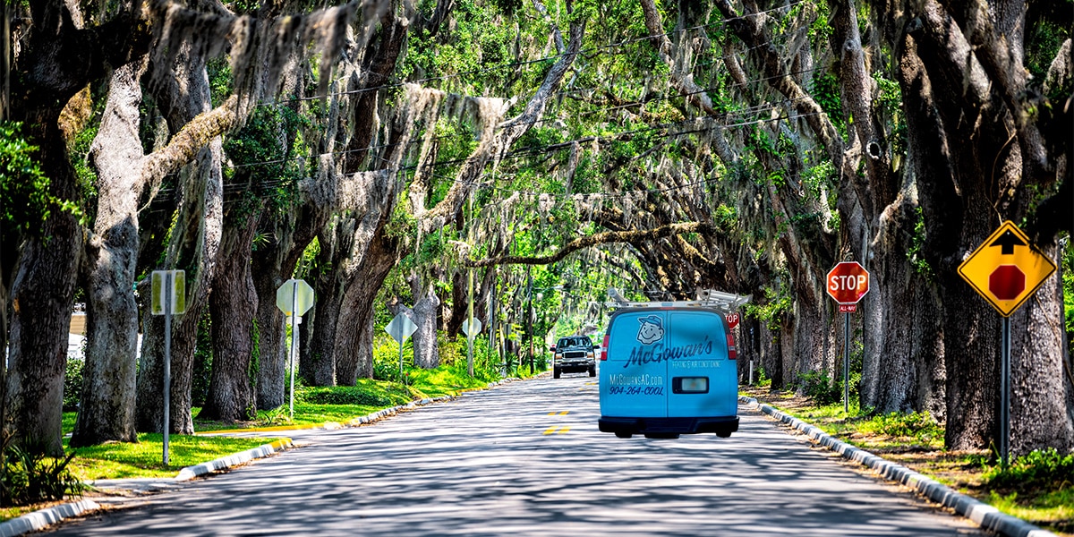 McGowan Van Driving Down Street