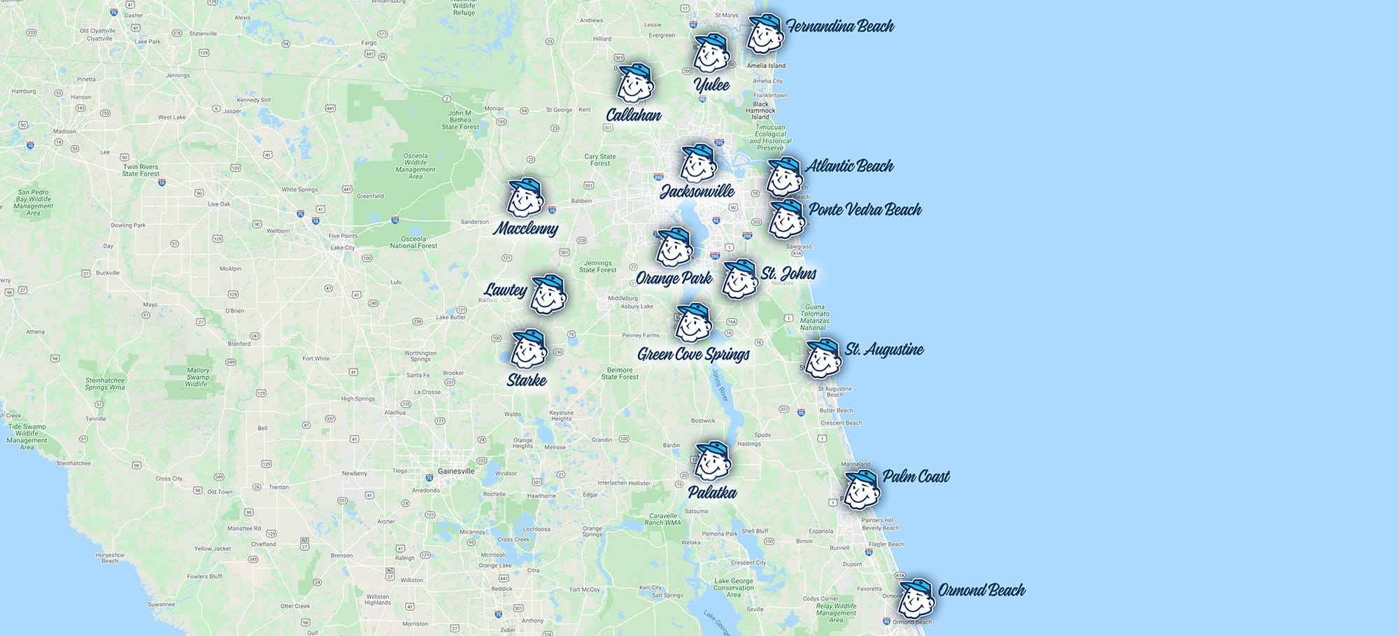 Areas We Serve map